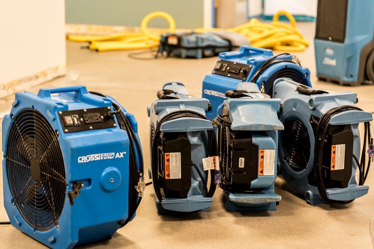 Allied Crosswind AX air movers on restoration job